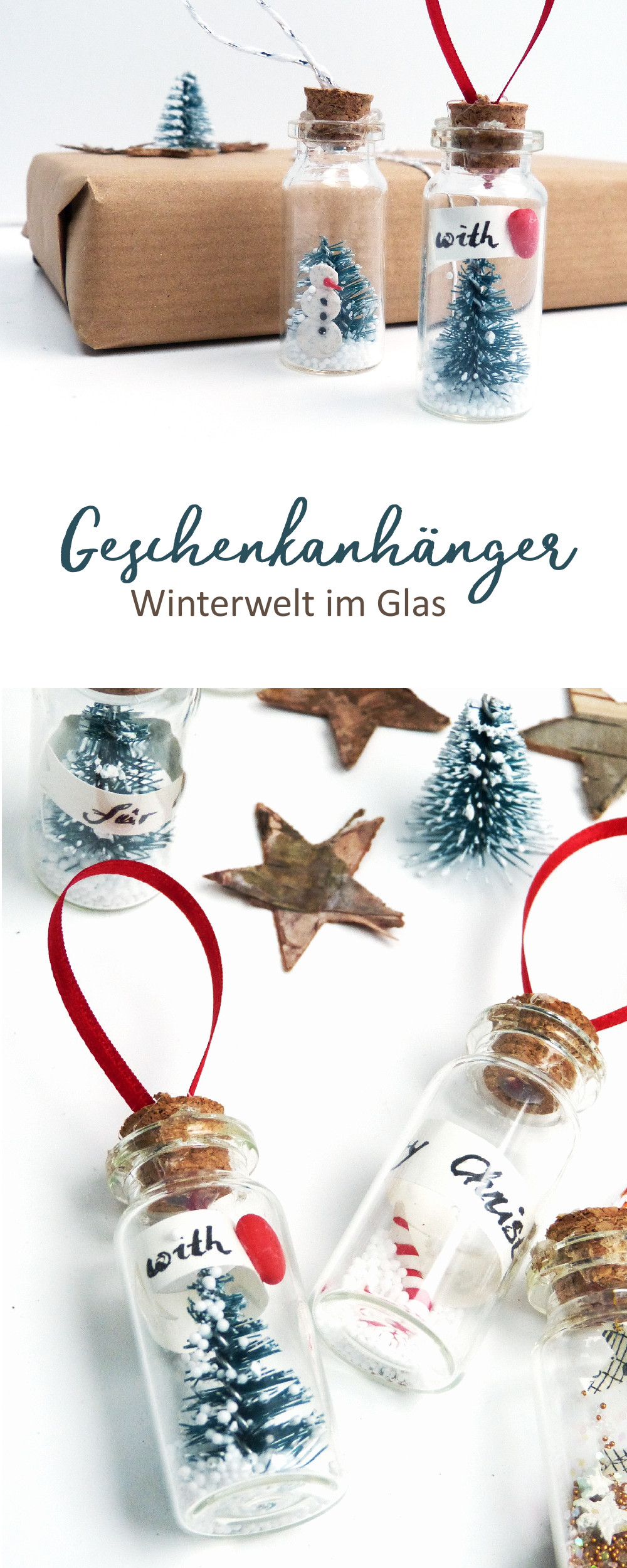 DIY Winterwelt im Glas. Mach deine eigenen Geschenkanhänger